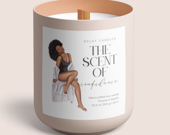 Editable Candle Label Set, Customizable Canva Template, DIY Luxe Business Sticker with Woman, Instant Download, Joyful Product Labels, H091