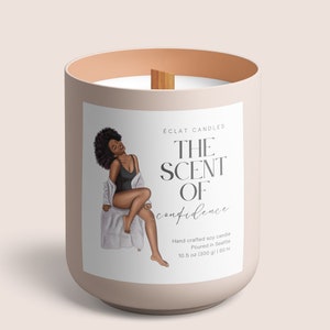 Editable Candle Label Set, Customizable Canva Template, DIY Luxe Business Sticker with Woman, Instant Download, Joyful Product Labels, H091