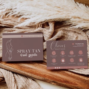 Bearbeitbare Spray Tan Aftercare Kartenvorlage, DIY Artist Bräunungspflegekarte, Tan After Care Anweisungen, Kleines Schönheitssalongeschäft, H124
