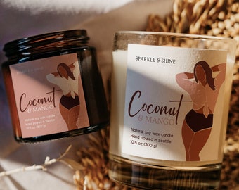 Editable Candle Label Set, Customizable Canva Template, DIY Luxe Business Sticker with Woman, Instant Download, Elegant Product Labels, H252