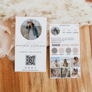 Afdrukbaar visitekaartje in Instagram-stijl met QR-code, DIY-naamkaartje, direct downloaden, bewerkbaar Insta-visitekaartje, Canva-sjabloon, JOY 1148