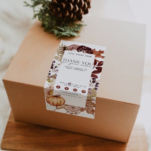 Bewerkbare herfstdoos labelsjabloon, seizoensgebonden verzendlabelontwerp, orderverpakkingssticker, merkdoossluitingssticker, zegelsticker, H444