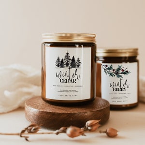 Editable Christmas Candle Label, Customizable Canva Template, Winter Wax Melt Label, Candle Jar Tin Label, Holiday Product Labels - Ahu 626