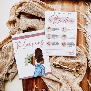 Editable Florist Care Card Template, Minimalist Flowers Care Instructions, Custom Fresh Bouquet Care Note, DIY Enclosure Blooms Care , H160