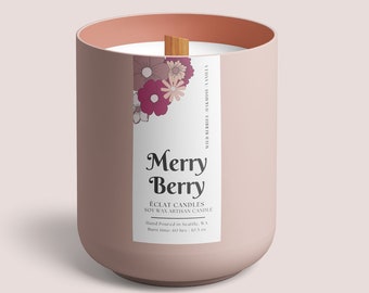 Etiqueta de vela editable, plantilla personalizable en color rosa, calcomanía comercial fina con flores, descarga instantánea, etiqueta de producto para primavera y verano, H102