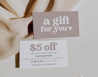 Editable Neutral Coupon Template, Promotional Card Printable, DIY Business Coupon, Business Promo Card, Esthetician Discount Card, 616- Mavi