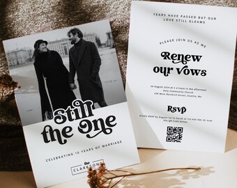 Editable Vow Renewal Invitation Template, DIY Modern Still The One Invitation, Elegant Photo Wedding Anniversary Photo Invitation MIRAY 1160