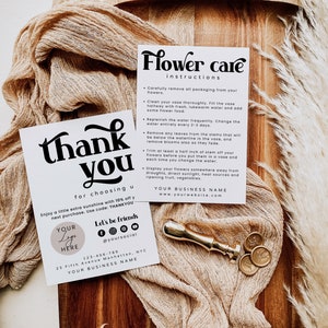 Bearbeitbare Floristen-Pflegekartenvorlage, Minimalistische Blumen Pflegeanweisungen, Benutzerdefinierter Frischer Blumenstrauß Pflegehinweis, DIY Gehäuse Blüten Pflege, H179
