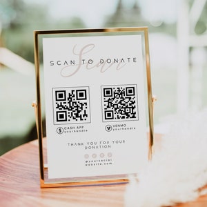 Bearbeitbarer Scan zum Spendenschild, DIY QR-Code-Schild, CashApp Paypal Scan zum Support-Schild, sofortiger Download, druckbarer Scan zur Bezahlung hier JOY 1138