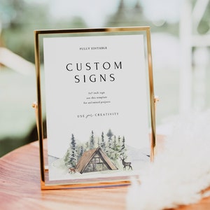 Winter Wald Beschilderung, DIY Wald Beschilderung, minimalistisches Schild, 5x7 und 8x10 Zoll Schild, druckbare Hochzeit Beschilderung | INA-1237
