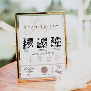 Drukowany kod QR, dostosowywany znak skanowania do płatności, druk CashApp Paypal, natychmiastowe pobieranie szablonu Canva, mała firma kosmetyczna JOY H197