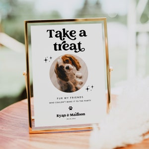 Editable Take a Treat Table Sign, Doggie Treats Sign, Wedding Dog Treats Cards, Doggie Bags Signs, Dog Treat Wedding Template, MIRAY, 1172