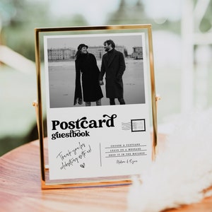 Postkarte Gästebuch Schild Vorlage, Bearbeitbares Modernes Gästebuch Schild, Alternative Gästebuch Schilder, Canva Vorlage, Sofortiger Download MIRAY 1175
