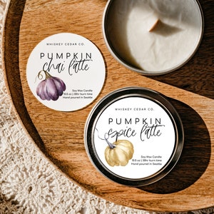 Editable Autumn Candle Label, Customizable Canva Template, DIY Fall Business Lid Sticker, Unique Sticker Seasonal Pumpkin Product Label 1197