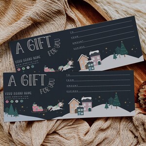 Plantilla de certificado de vale de regalo navideño editable, certificado de regalo de Navidad personalizable, tarjeta de certificado de regalo empresarial DIY Canva, H513