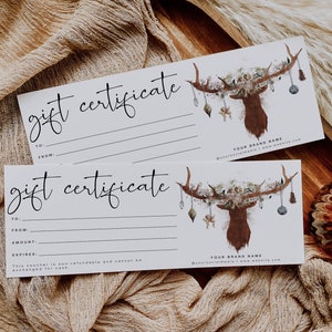 Plantilla editable de certificado de vale de regalo navideño, certificado de regalo de Navidad personalizable, tarjeta de certificado de regalo empresarial DIY Canva, H516