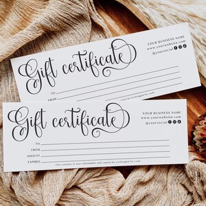 Editable Gift Voucher Certificate Template, Customizable Unique Gift Certificate, Small Business Gift Certificate Card, Canva Printable H137