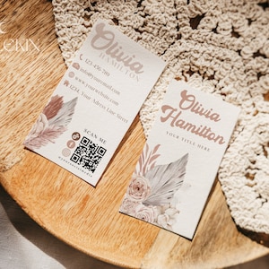 Afdrukbaar visitekaartje, elegante naam kaartsjabloon, Instant Download, DIY bewerkbare telefoonkaart, dubbelzijdige telefoonkaart, Canva sjabloon H217