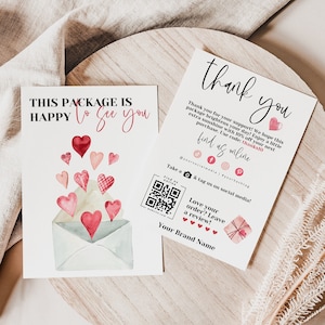 Carte de remerciement modifiable pour la Saint-Valentin, mot de remerciement DIY, carte postale pour petite entreprise, remerciement rose moderne, marque de luxe, H690 ASK