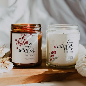 Editable Christmas Candle Label Set, Customizable Canva Template, DIY Winter Business Sticker, Instant Download, Holiday Product Labels H574