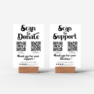 Bearbeitbarer Scan zum Donate-Schild, DIY QR-Code-Schild, CashApp Paypal Scan zum Support-Schild, sofortiger Download, druckbarer Scan zum Zahlen hier-Zeichen, H570