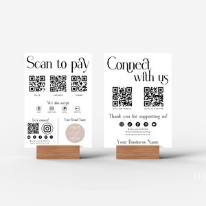 Afdrukbaar QR-codebord, aanpasbaar scan-to-pay-bord, doe-het-zelf sociale media-bord, volg ons op sociale mediablad, klein schoonheidsbedrijf, H569