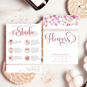 Editable Florist Care Card Template, Minimalist Flowers Care Instructions, Custom Fresh Bouquet Care Note, DIY Enclosure Blooms Care , H166