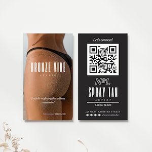 Bewerkbare Spray Tan-visitekaartje, DIY Spray Tan Service-telefoonkaart, luxe afdrukbare visitekaartje, Instant Download, Canva-sjabloon, H820