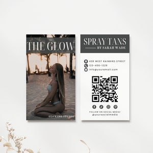 Bewerkbaar Spray Tan-visitekaartje, visitekaartje voor DIY Spray Tan-service, luxe afdrukbare visitekaartje, Instant Download, Canva-sjabloon, H819