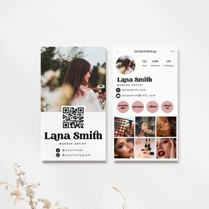 Afdrukbaar Instagram-stijl visitekaartje met QR-code, naamkaart, Instant Download, DIY bewerkbare Insta-telefoonkaart, Canva-sjabloon, H767