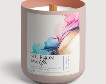 Bearbeitbares Kerzenetikett, anpassbare Canva-Vorlage, DIY-Aquarelltinte-Business-Aufkleber, sofortiger Download, elegantes Luxusproduktetikett H134
