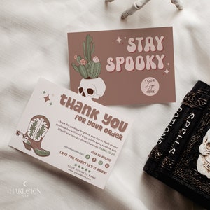 Editable Western Spooky Halloween Thank You Card, Customizable Thanks Note, Skull Business Thank You Poshmark, Thanks for Purchase Card H321