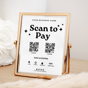 Druckbares QR Code Zeichen, personalisierbares Scan to Pay Zeichen, CashApp Paypal Print, Sofort Download Canva Template, Small Beauty Business, S002