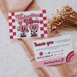 Biglietto di ringraziamento modificabile di San Valentino, Nota di ringraziamento fai da te, Cartolina postale con inserto per piccole imprese, Cuore moderno Grazie Poshmark, H684 ASK