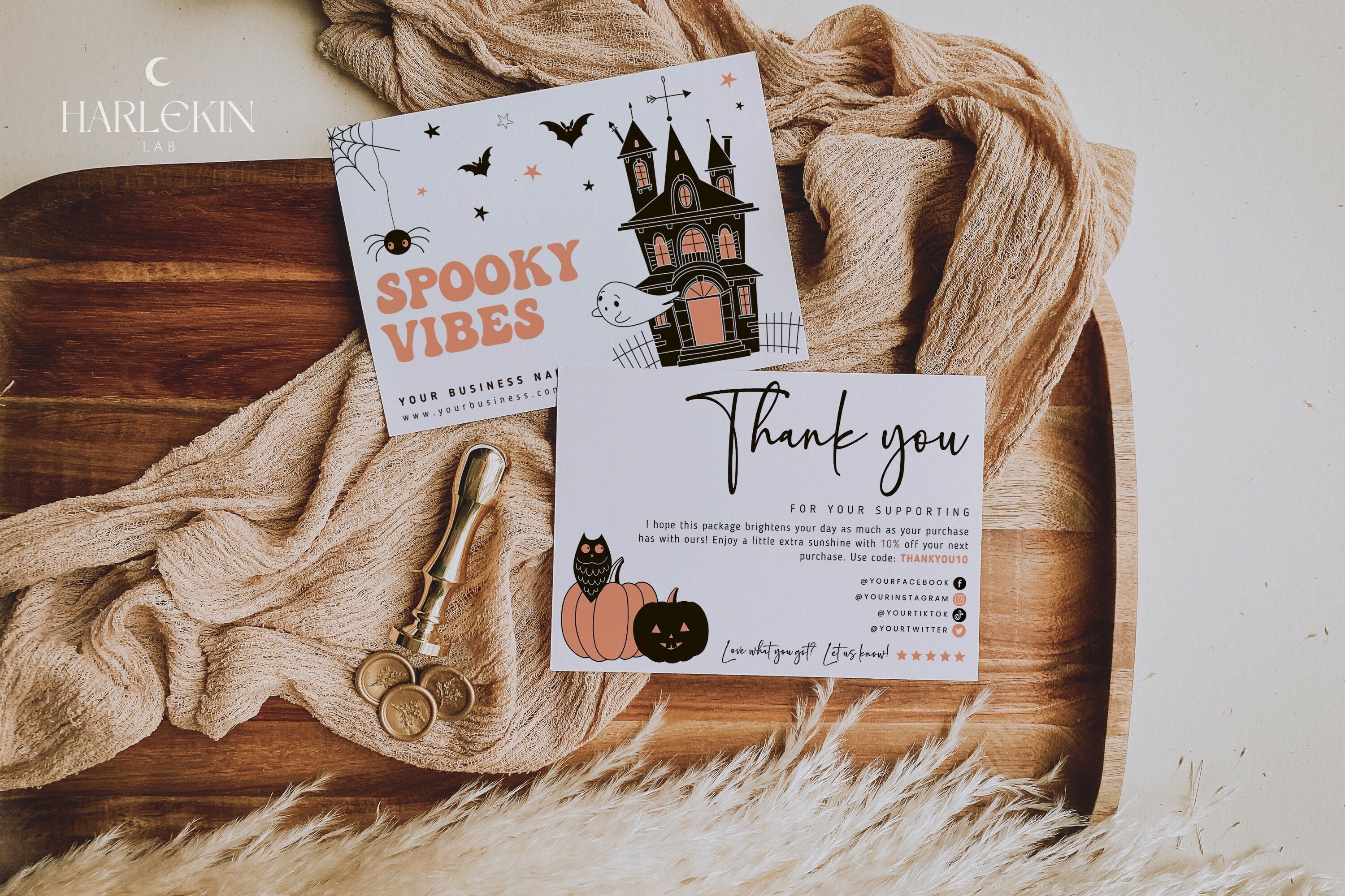 Editable Spooky Halloween Thank You Card, Customizable Thanks Note ...