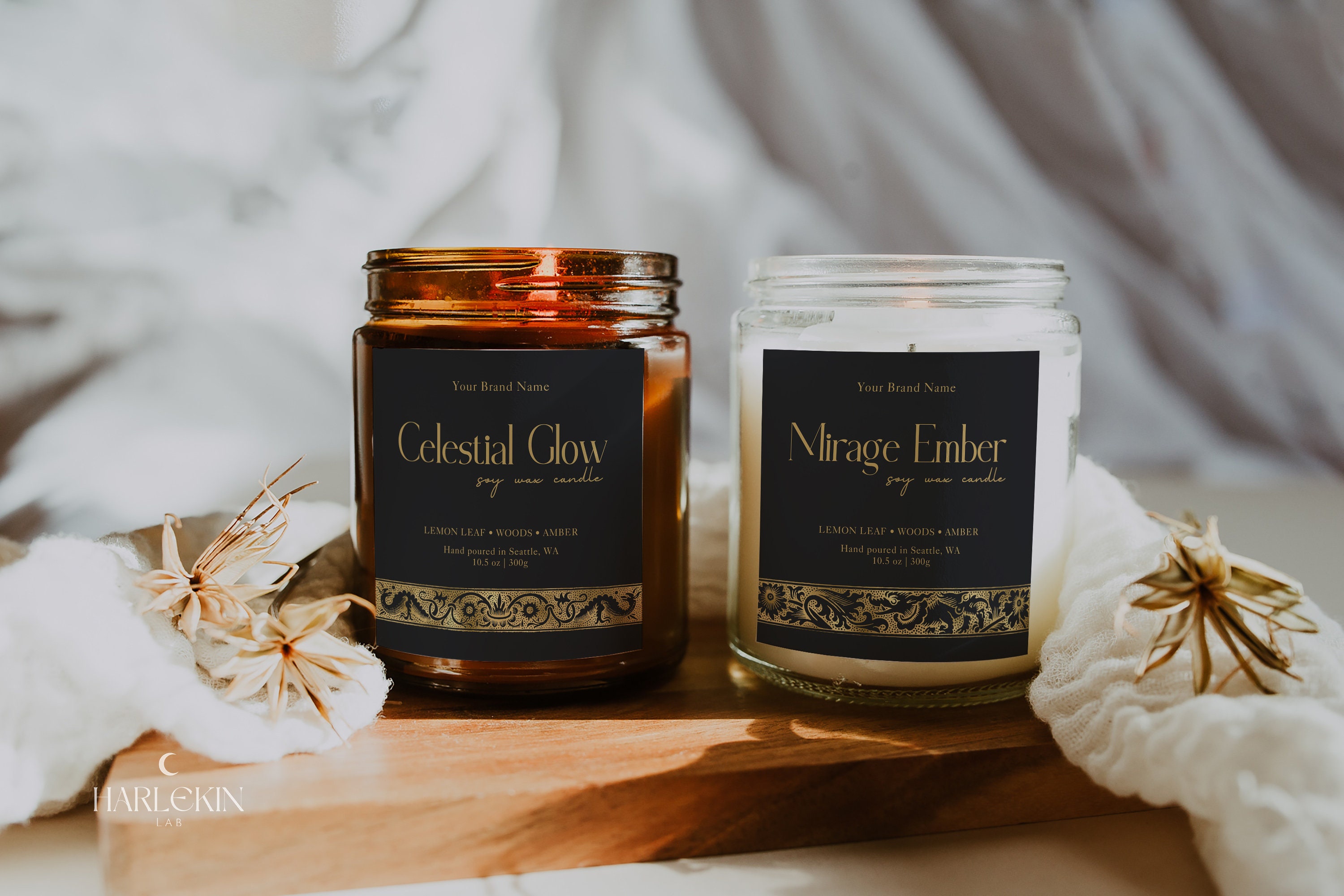 Editable Celestial Candle Label, Canva Template With Dragon, DIY ...