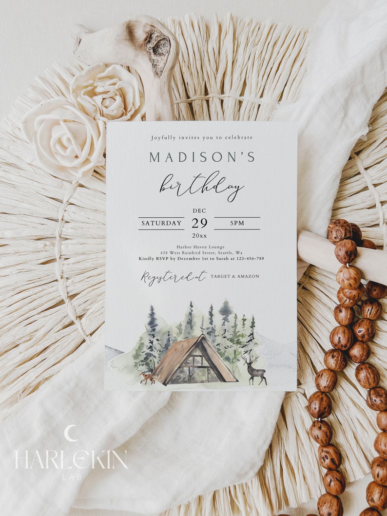 Forest Rave Invite Editable Winter Forest Invitation, Forestry Adult Birthday Invite ...