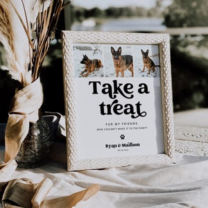 Editable Take a Treat Template, Doggie Treats Sign, Wedding Dog Treats Cards, Doggie Bags Sign, Dog Treat Wedding Table Signs, MIRAY, 1171