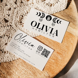 Afdrukbaar visitekaartje, elegante naam kaartsjabloon, Instant Download, DIY bewerkbare telefoonkaart, dubbelzijdige telefoonkaart, Canva sjabloon H219