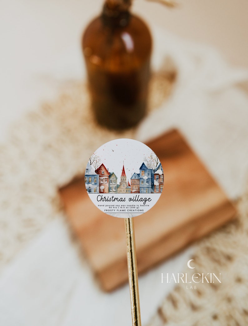 Editable Christmas Candle Label, Customizable Canva Template, DIY