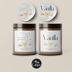 Editable Bath Body Scrub Label, DIY Bath Soak Salt Canva Template, Luxury Round Skincare Label, Beauty Lid Label, Modern Product Label H602