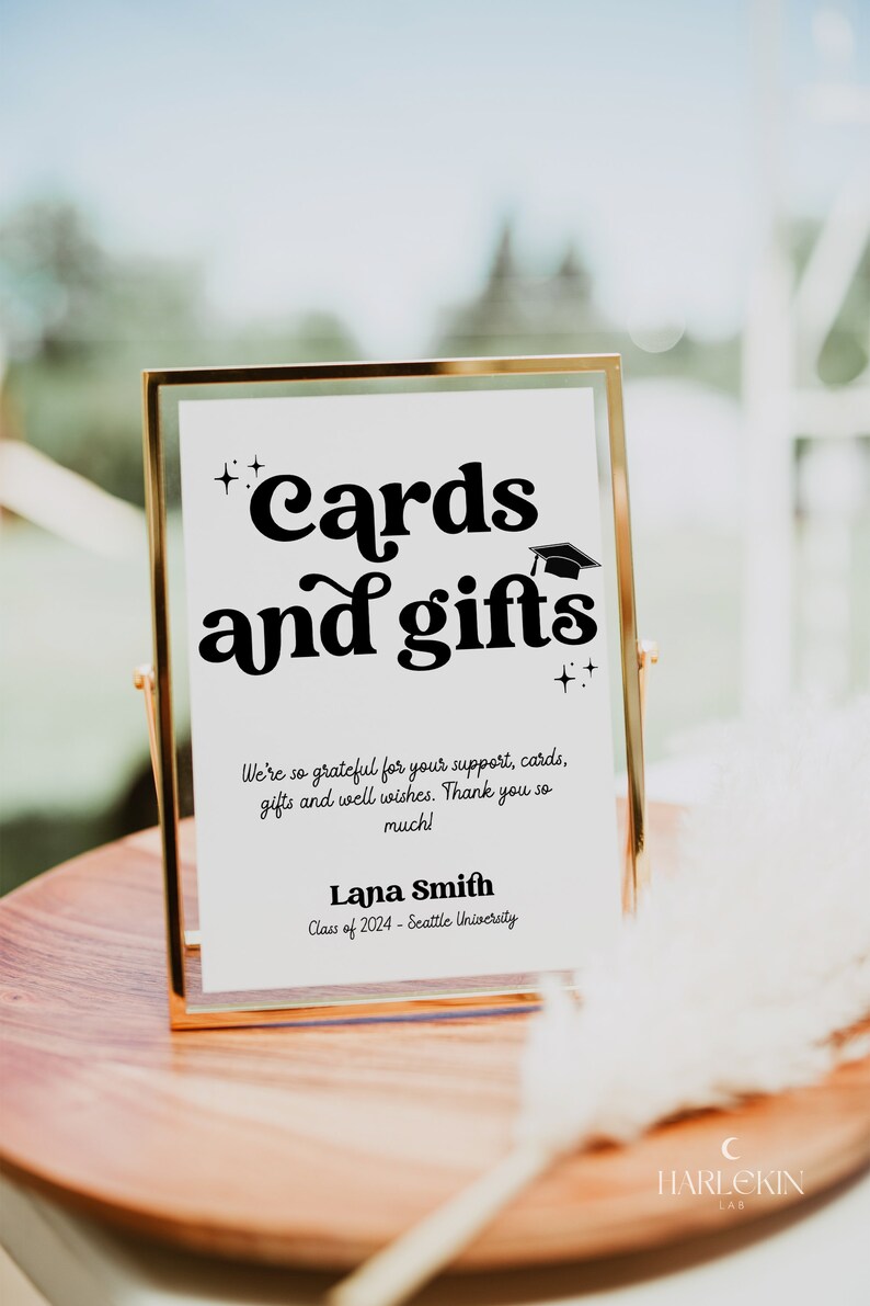 DIY Retro Editable Graduation Cards and Gifts Sign, Printable ...