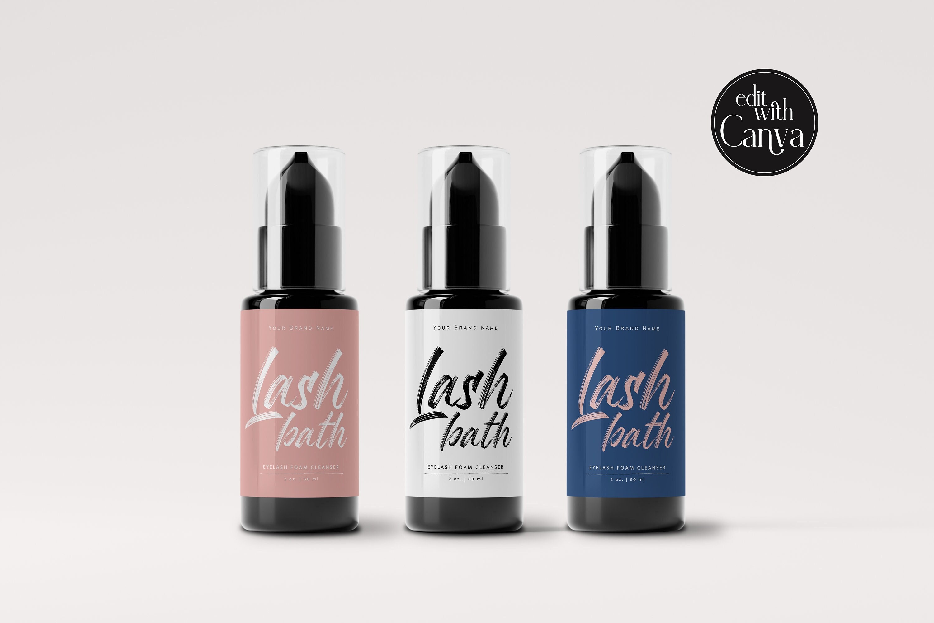 Editable Lash Bath Label Template, DIY Wrap Eyelash Cleanser Foam Label, Lash Shampoo Bottle Sticker, Customizable Lash Soap Design IPEK 642