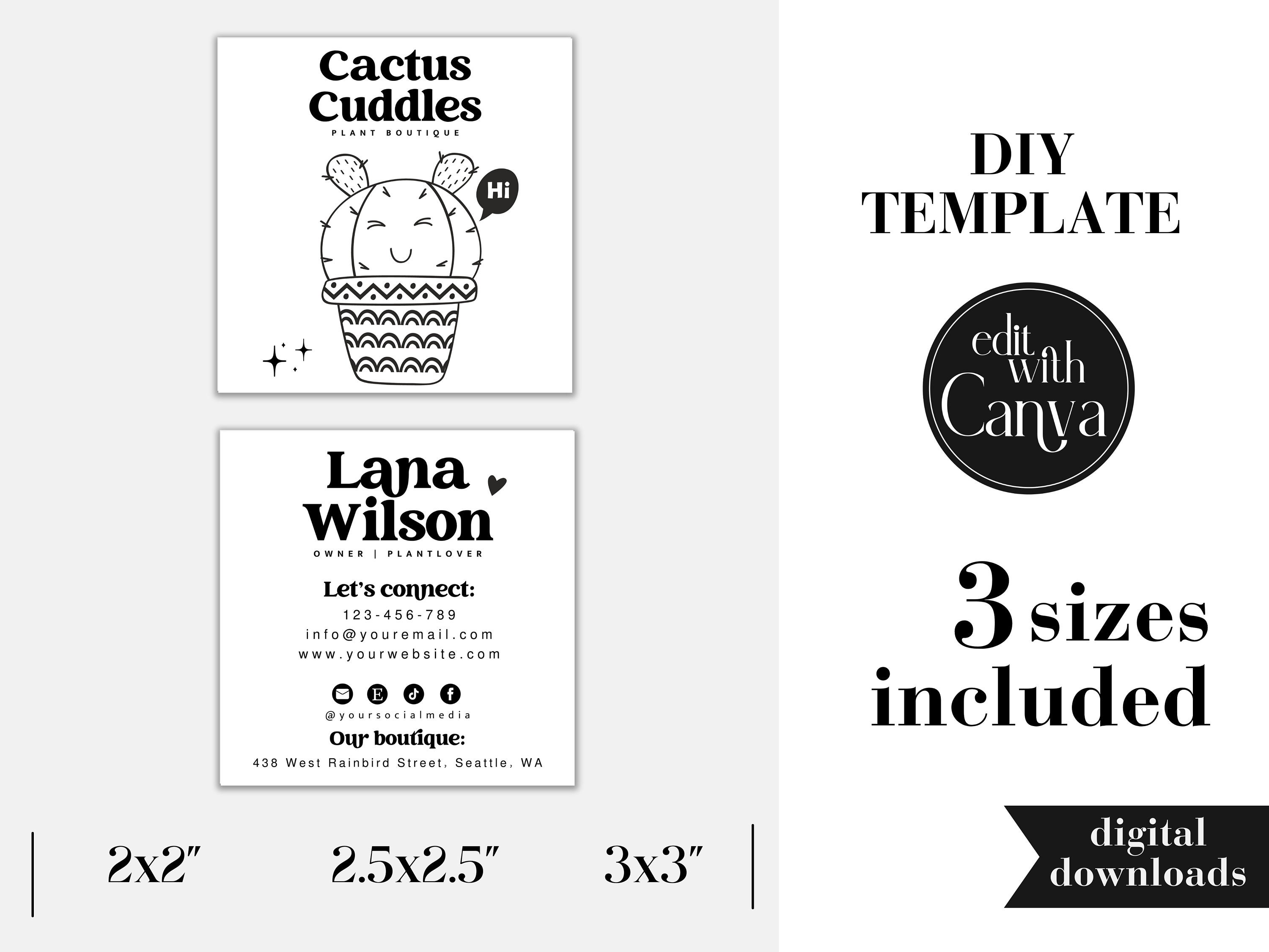 Editable Business Card Template, DIY Cute Succulent Name Card Design ...