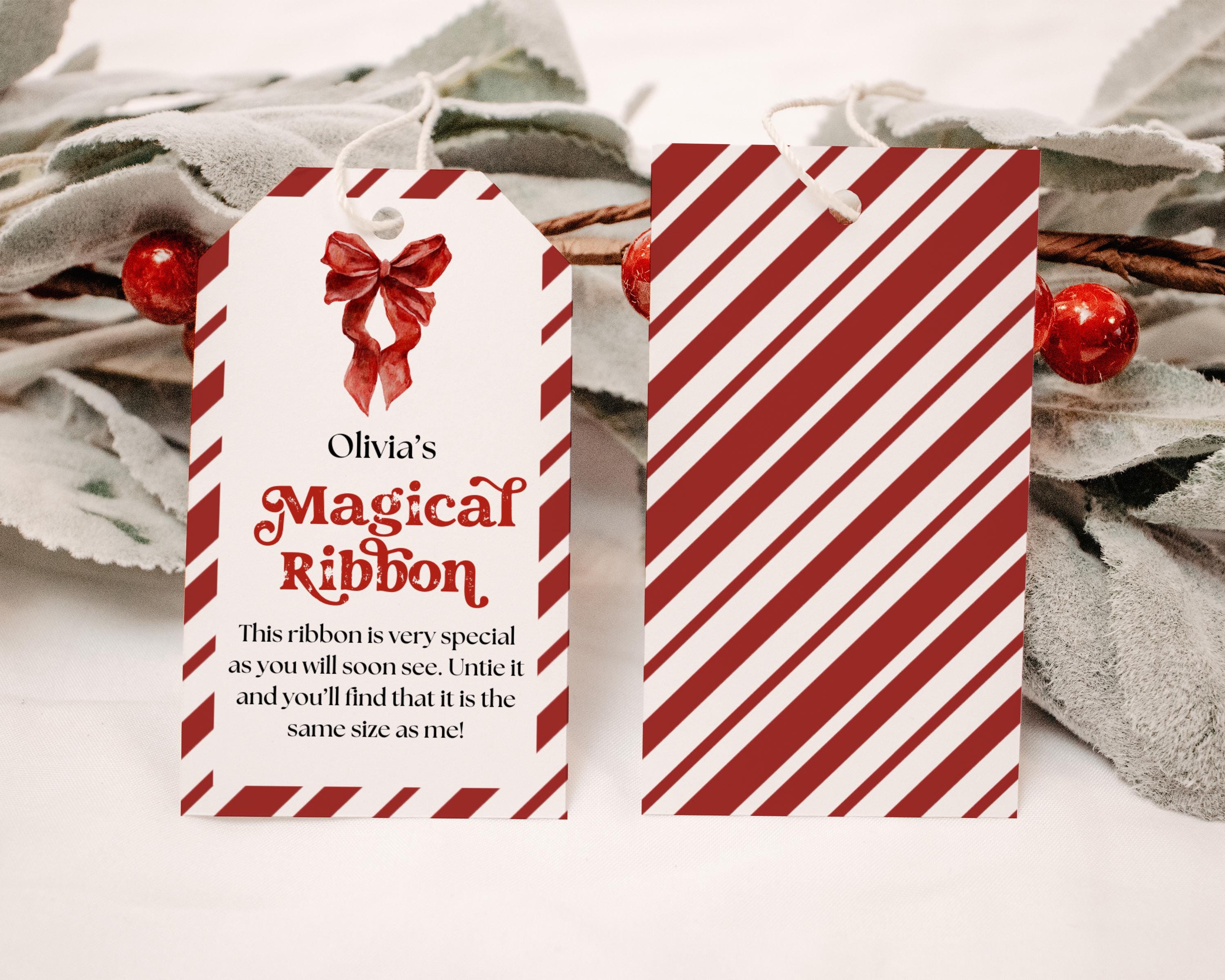 Kids Ribbon Editable Editable Christmas Ribbon Ornament Tag, Kids Holiday Ribbon Ornament ...
