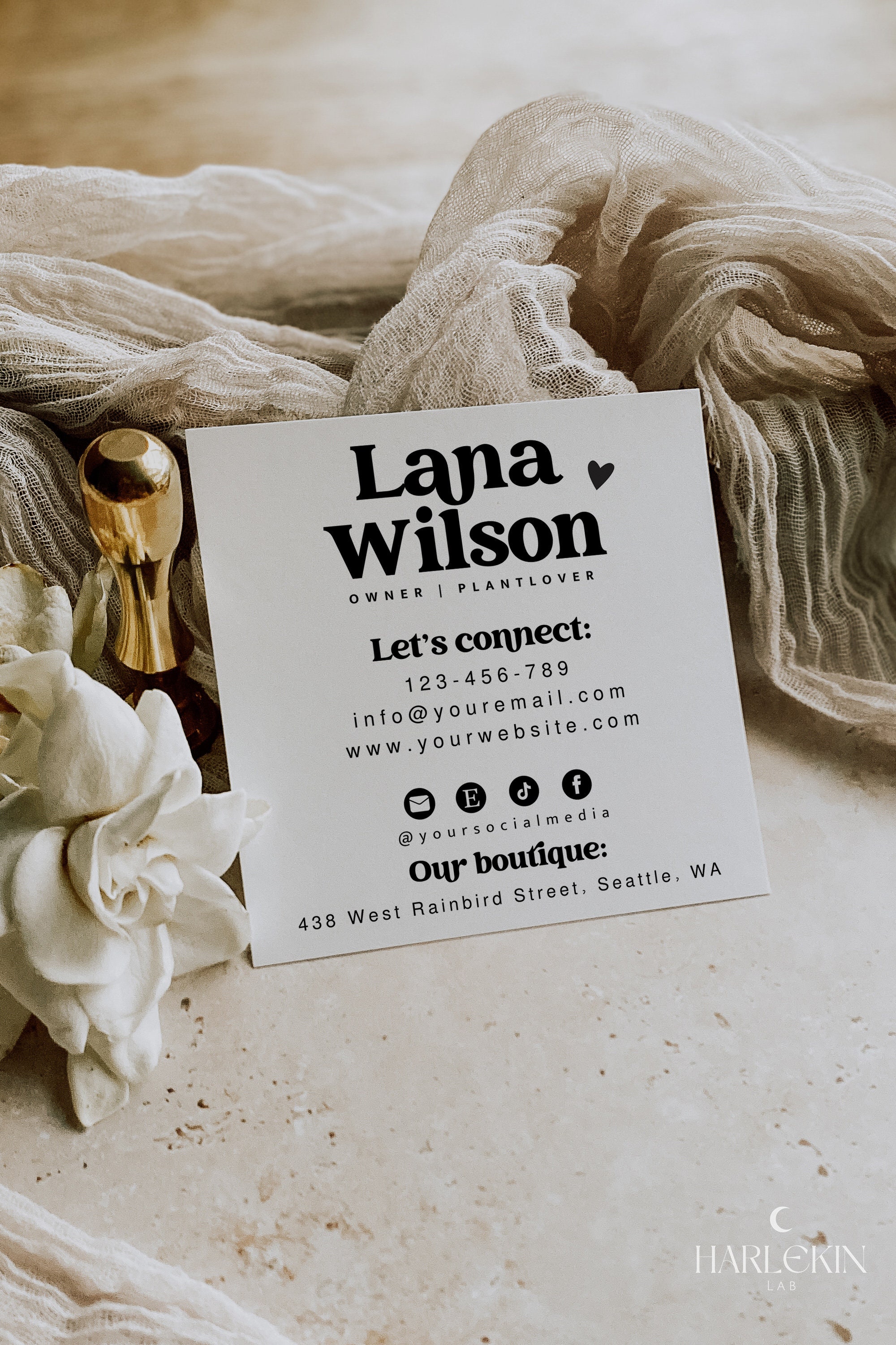 Editable Business Card Template, DIY Cute Succulent Name Card Design ...