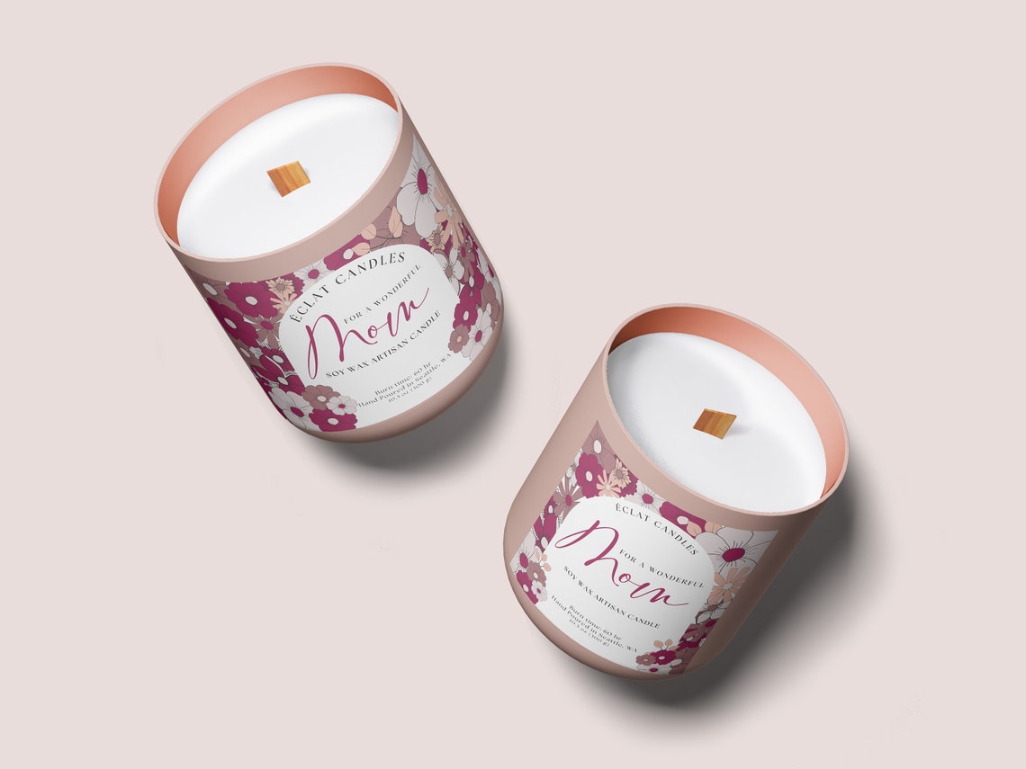 Editable Mother's Day Candle Label Customizable Canva Etsy