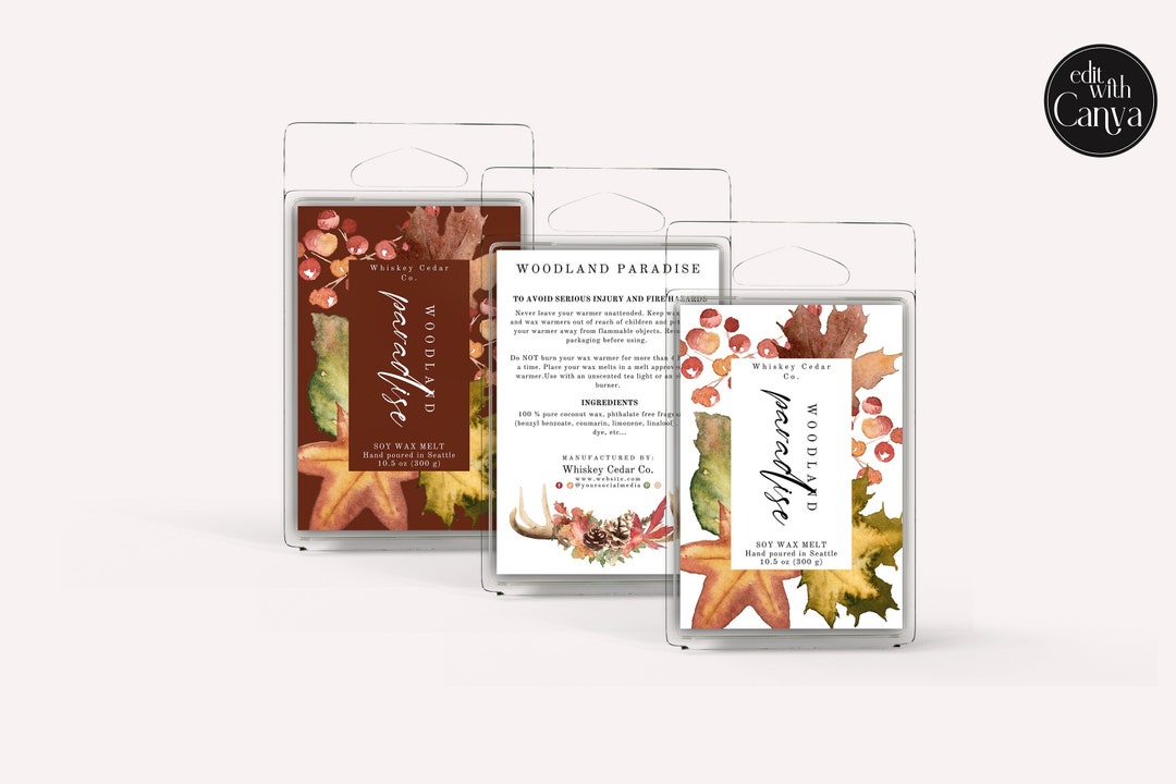 Customizeable Fall Labels Editable Autumn Wax Melt Label Template, DIY Fall Leaves Wax Tart ...