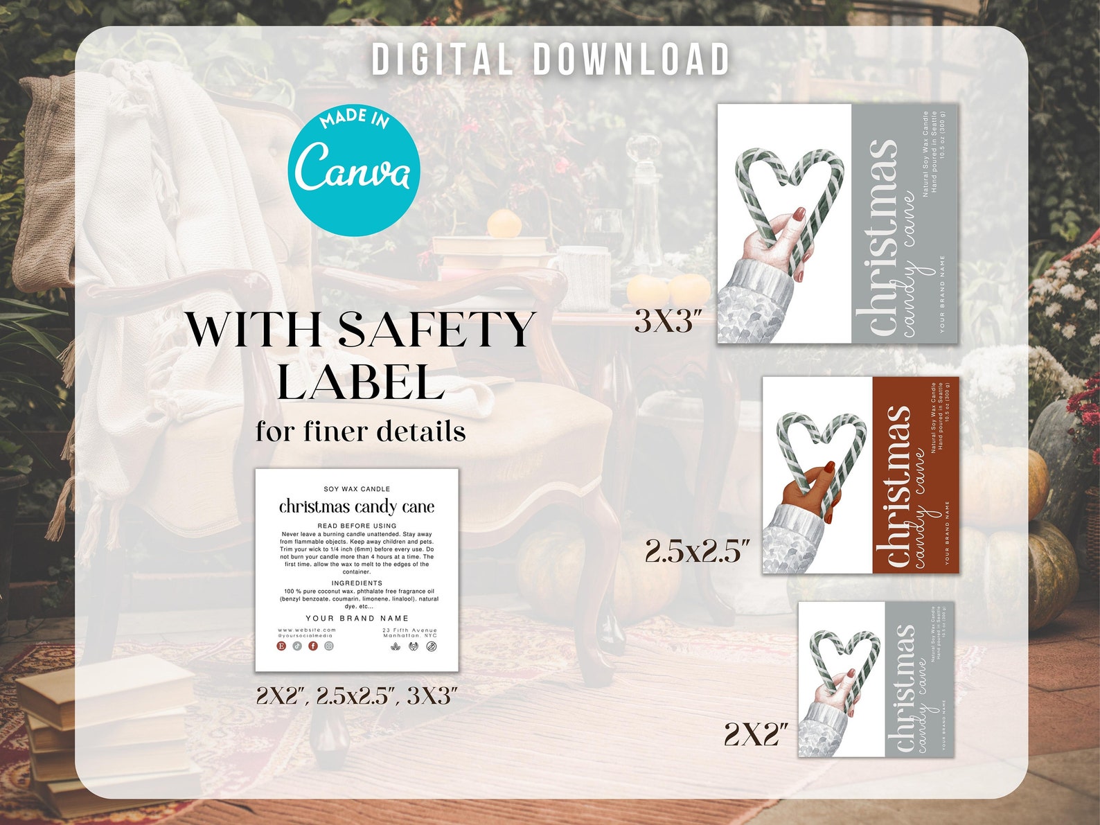 Editable Christmas Candle Label, Pre Designed Wax Melt Label, DIY ...