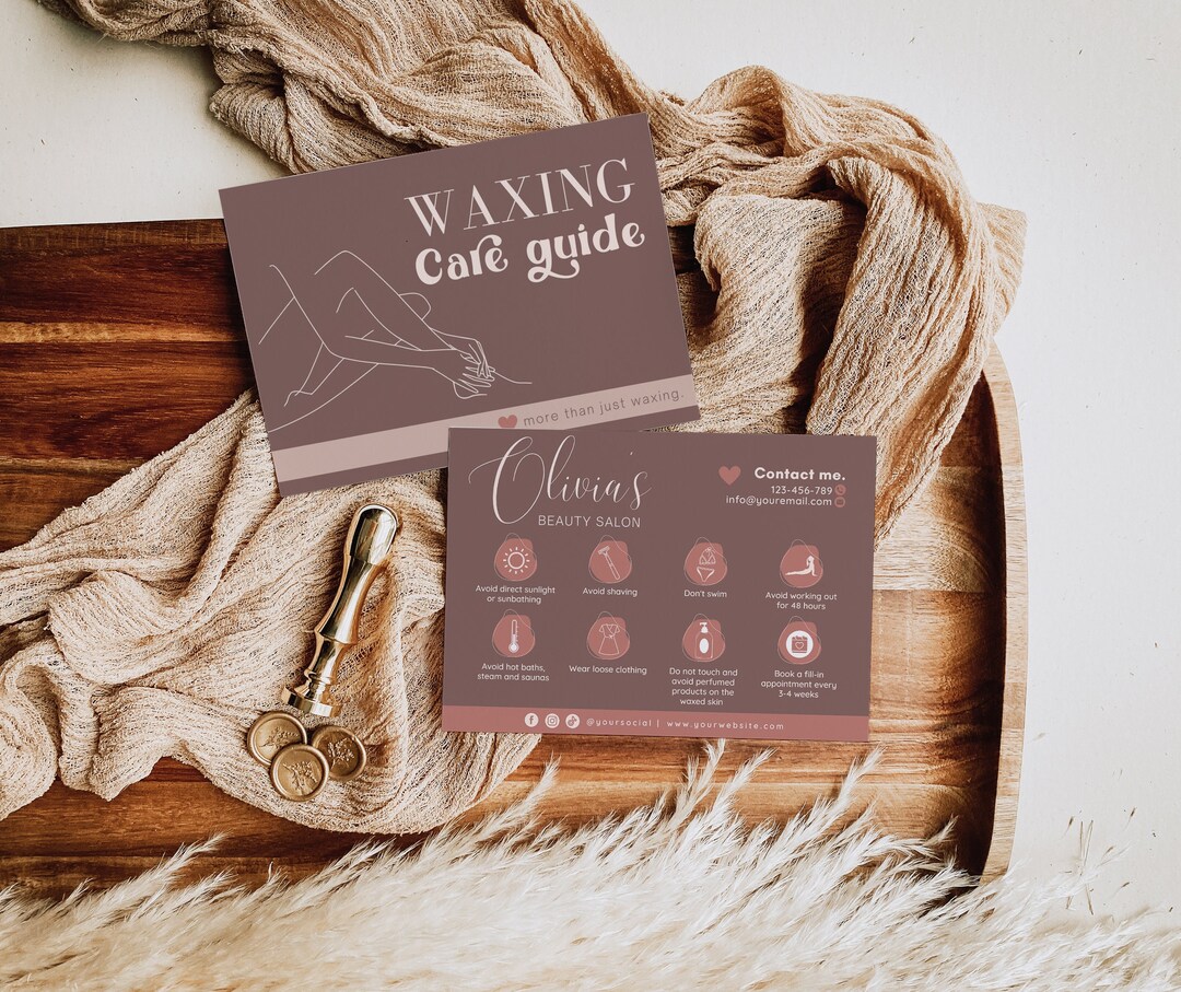Editable Waxing Aftercare Card Template, DIY Hair Wax Care Card, Waxing